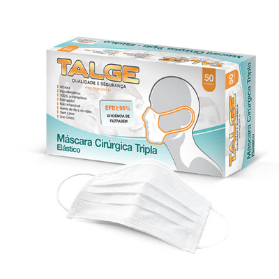 Mascara Cirúrgica Tripla - 50 unidades