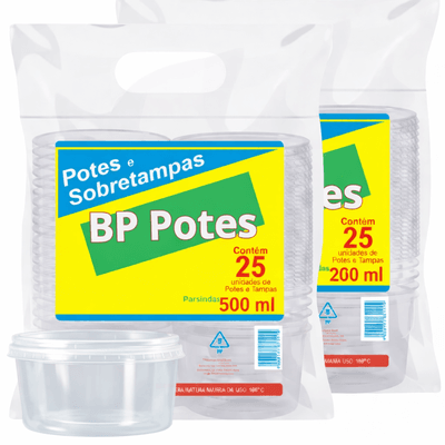 Kit Pote Redondo 500 ml C/ Tampa - RIOPLASTIC