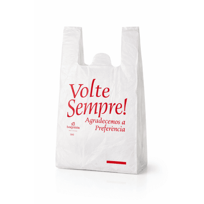 Sacola Plástica Branca "Volte Sempre" 38x50