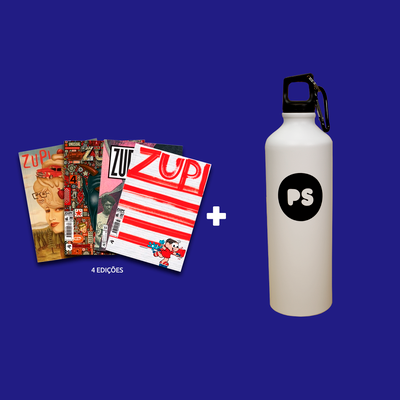 Kit 4 Revistas Zupi + Squeeze de Alumínio PS