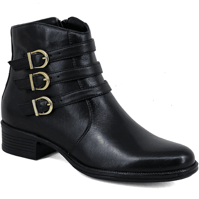 Bota Conforto 3 Fivelas Preta -Francalce - ESCRETE