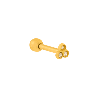 Piercing De Orelha Ou Tragus De Ouro 18k Bolinha e Três Zircônia - 103... - Fábrica do Ouro ®️