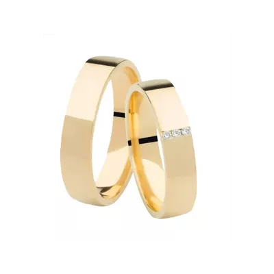 Par De Aliança Casamento De Ouro 18k Com 5mm e Diamantes - 102735 - Fábrica do Ouro ®️