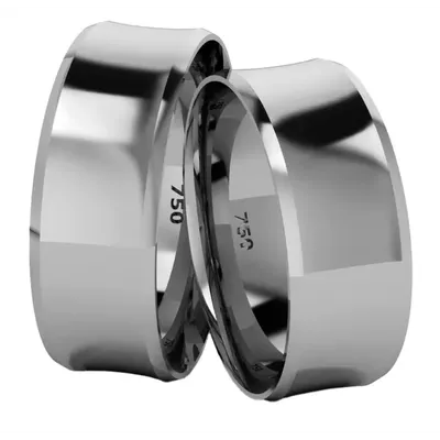 Par De Aliança Em Ouro Branco 18k Côncavo Com 8,0mm - 101403 - Fábrica do Ouro ®️