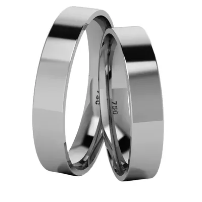 Par De Aliança Em Ouro Branco 18k Quadrada Com 4,0mm - 101406 - Fábrica do Ouro ®️