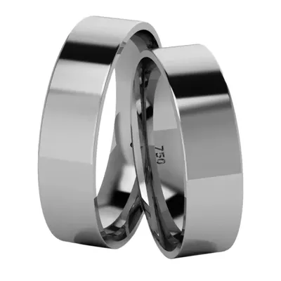 Par De Aliança Em Ouro Branco 18k Quadrada Com 5,0mm - 101407 - Fábrica do Ouro ®️