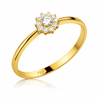 Anel De Ouro 18k Chuveiro Com Zircônias - 104393 - Fábrica do Ouro ®️