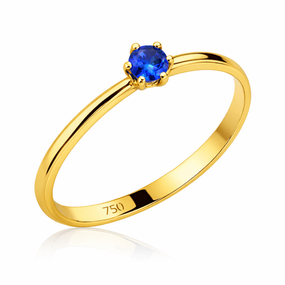 Anel De Ouro 18k Com Zircônia Azul - 104394 - Fábrica do Ouro ®️
