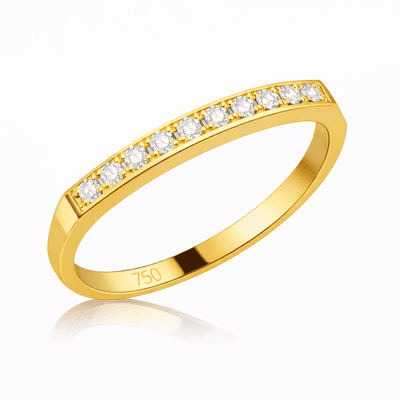 Meia Aliança De Ouro 18k Com 10 Zircônias - 104395 - Fábrica do Ouro ®️