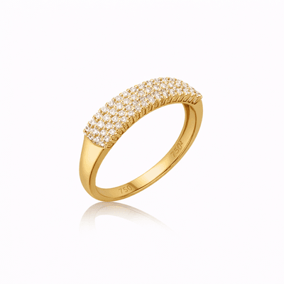 Meia Aliança De Ouro 18k Celeste Com Zircônias - 104398 - Fábrica do Ouro ®️