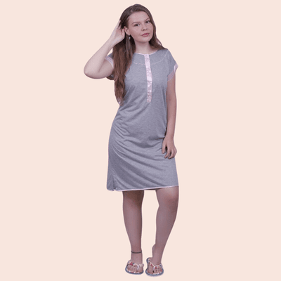 Camisola Ester Rosa Manga japonesa meia abertura e... - Gilda Moda Íntima