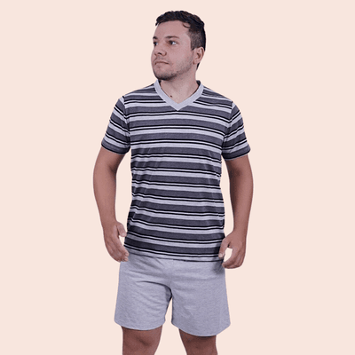 Pijama Masculino Lucas Cinza em PV - 7761.397 - Gilda Moda Íntima