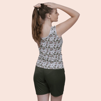 Pijama Feminino Eleonora Verde em Liganete - 9148... - Gilda Moda Íntima