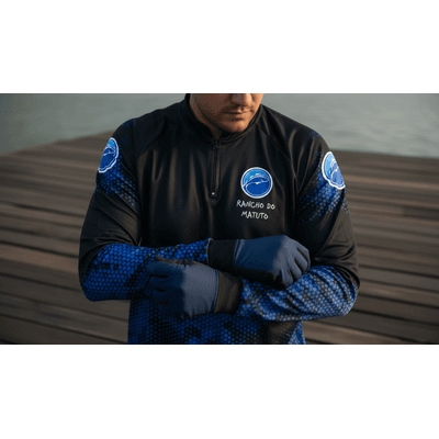 Camisa de Pesca Rancho do Matuto Masculina Proteção UV +50 Tecnologia TrueLife - Preto/Azul