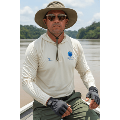 Camisa Poliamida Masculina Dry-Fit FPS 50+ Com Capuz Tecido Super Frio Leve - Vanilla