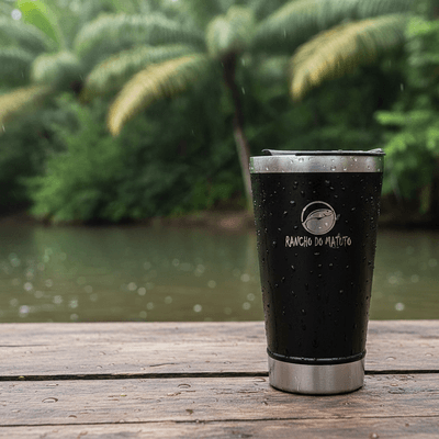 Copo Térmico em Aço Inox 550ml com Tampa e Abridor de Garrafas - Preto
