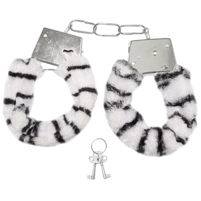 Algema Em Metal Simples Com Pelúcia Zebra - Q Charme