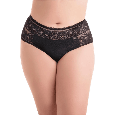 Calcinha Fio Dental Em Renda Preto 1914 XG (48) - Q Charme