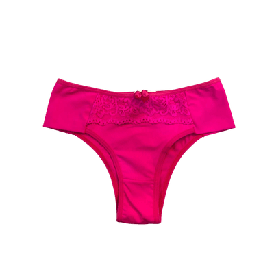 Calcinha Micro Renda Rosa Choque P(40) - Q Charme