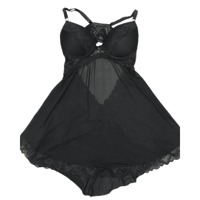 Camisola Tule E Renda Preto GG (46) - Q Charme