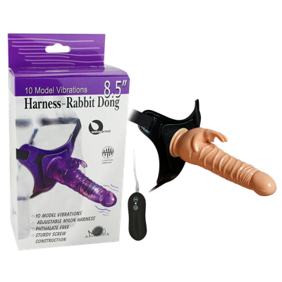 Cinta Peniana Com Vibrador Harness Rabbit Dong Vip... - Q Charme