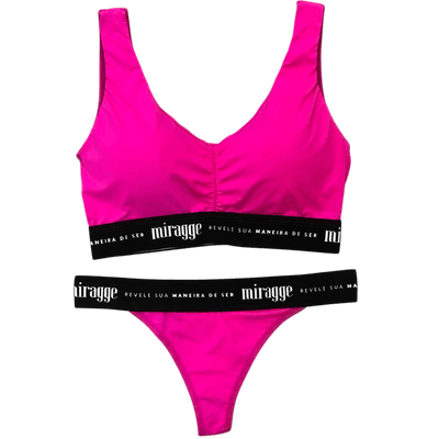 Conjunto Micro Top Rosa Choque G (44) - Q Charme