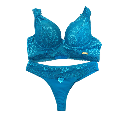 Conjunto Renda Azul Turquesa M(42) - Q Charme