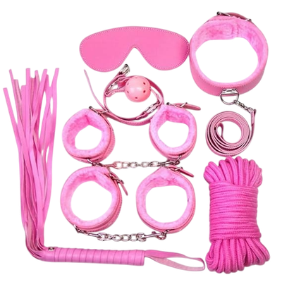 Kit Sado Erótico Bandage 6 Peças Rosa - Q Charme