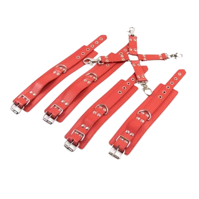 Harness Algema Pé e Mão em X Vermelho - Q Charme