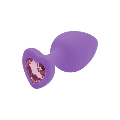Plug Anal Em Silicone Roxo Com Coração Rosa M - Q Charme