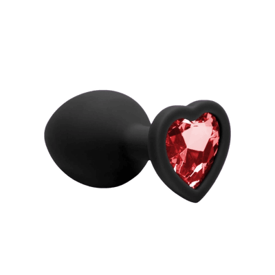 Plug Anal Em Silicone Preto Com Coração Vermelho M... - Q Charme
