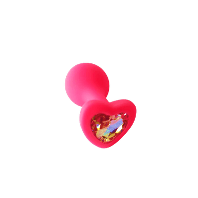 Plug Anal Em Silicone Rosa Coração Transparente M - Q Charme