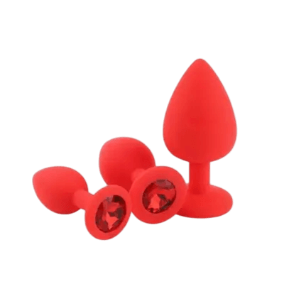 Plug Anal Em Silicone Cor Vermelho Tamanho G - Q Charme