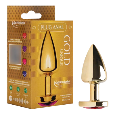 Plug Anal P Coração Unique Gold ABS - Q Charme