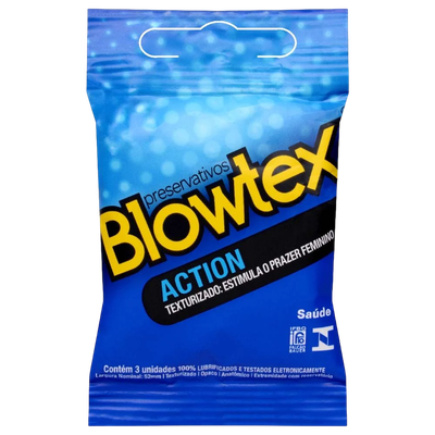 Preservativo Action Texturizado 03 Unidades Blowte - Q Charme