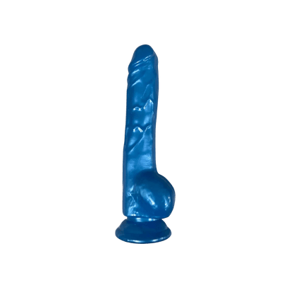 Prótese Peniana Em Silicone Com Ventosa Cor Azul - Q Charme