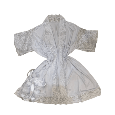 Robe Com Renda Manga Curta Branco TAM U - Q Charme