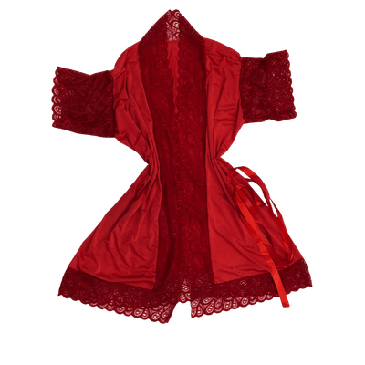 Robe Com Renda Manga Curta Vermelho TAM U - Q Charme