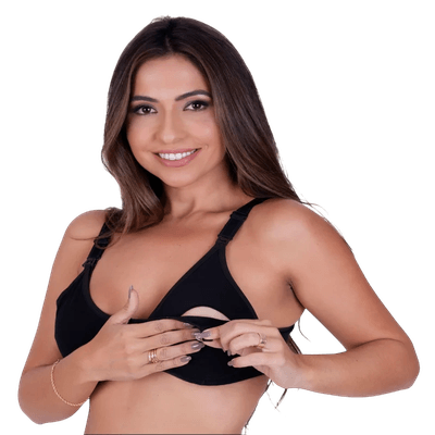 Sutiã Amamentação Preto Micro Sem Bojo E Sem Aro 4... - Q Charme