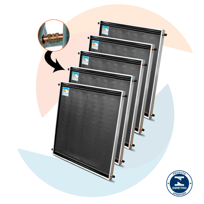 KIT 5 COLETOR VERT. 1,0 X 1,0 COBRE V.C + UNIÕES F... - Via Sol Energia Solar