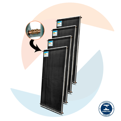 KIT 4 COLETOR VERT. 2,0 X 1,0 COBRE V.T+ UNIÕES FÁ... - Via Sol Energia Solar