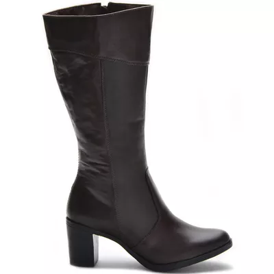 Botas Femininas Cano Médio Salto Grosso Brown