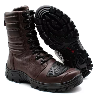 Coturno Tático Militar Semi-impermeável Bmbrasil 5168/03 Café