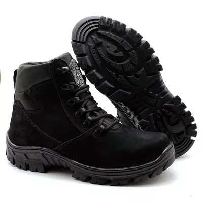 Coturno Militar Bota Borzeguim Cano Baixo 5185/03 Nobuck Preto
