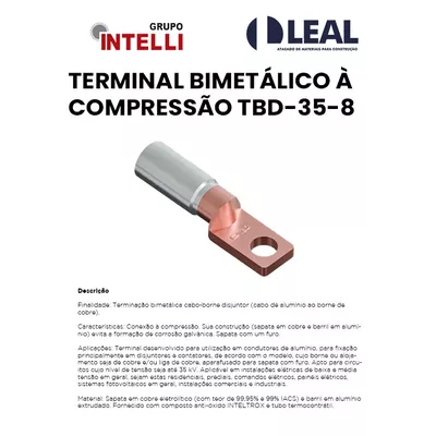 TERMINAL BIMETÁLICO À COMPRESSÃO TBD-35-8 INTELLI | Comercial Leal