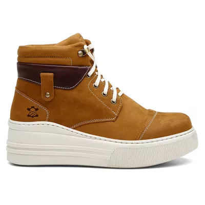 Coturno Feminino Plataforma Off White Bufalado Are... - COUROETERRA