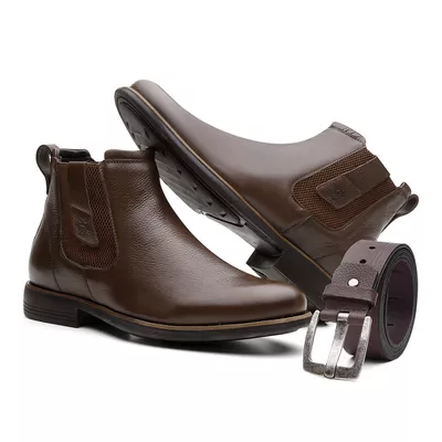 KIT Botina + Cinto Canastra Conforto Floater Tabac... - COUROETERRA