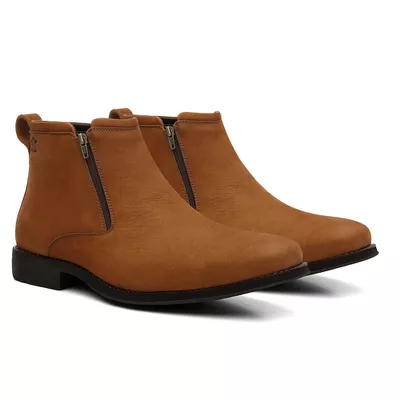 Botina Conforto Bufalado Castor Zíper - Linha Bugr... - COUROETERRA