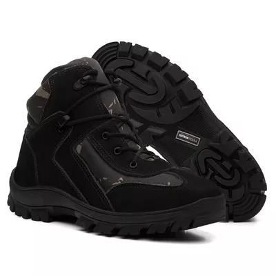 Coturno Couro Bufalado Preto/Lona Camuflada Verde ... - COUROETERRA