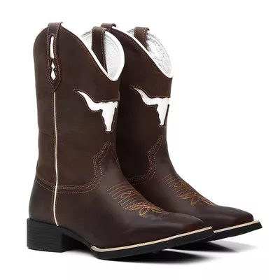 Bota Texana Masculina Crazy Horse Café/Cara de Boi... - COUROETERRA